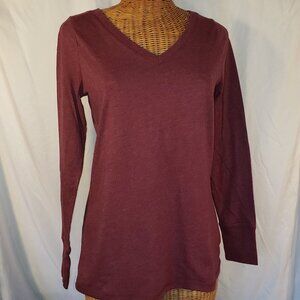 Women's MOSSIMO Long Sleeve V-Neck T-Shirt - Maroon - Size L